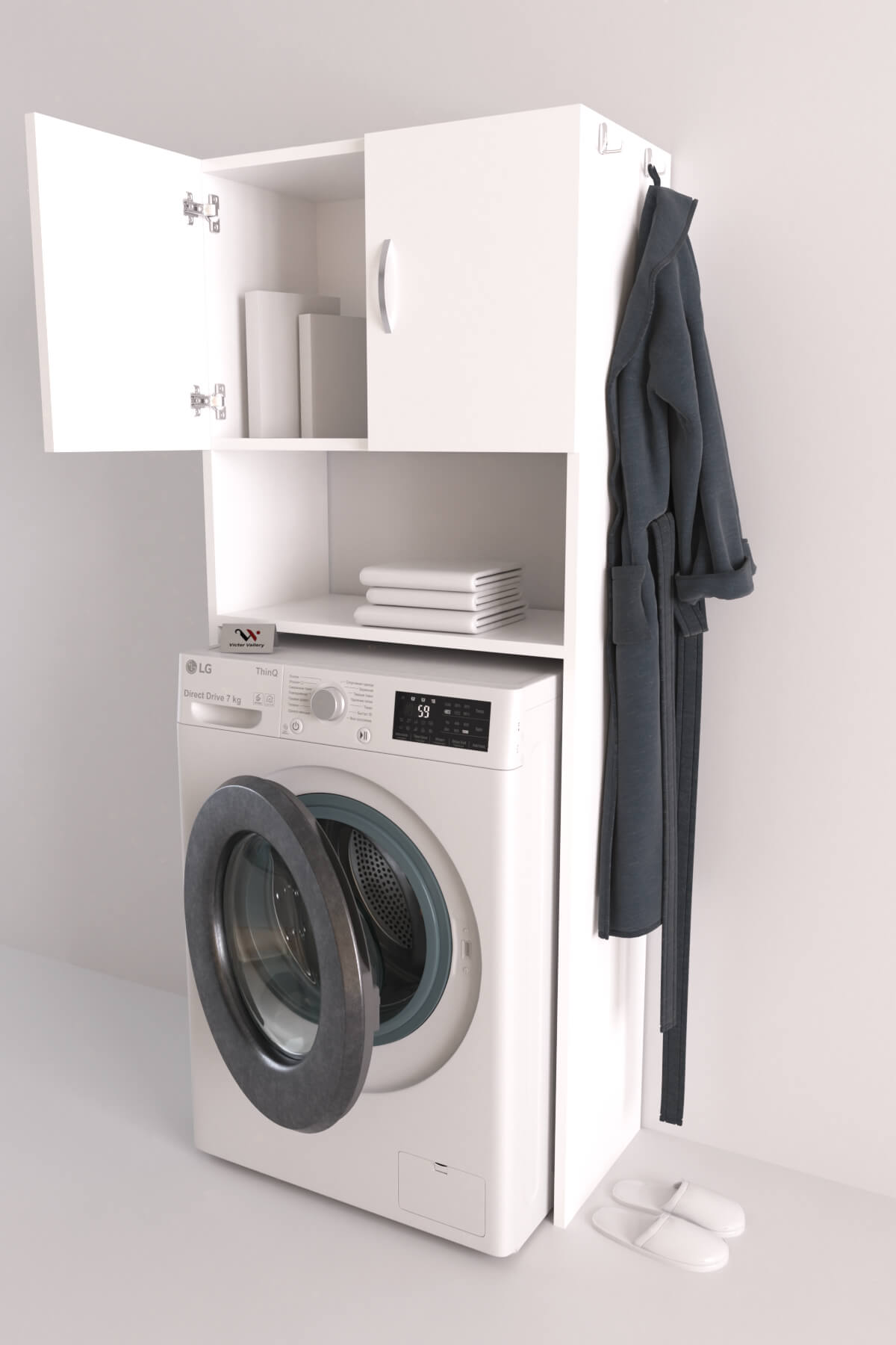 Askılıklı Çamaşır Makinesi Üstü Dolap Banyo Düzenleyici